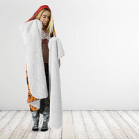 French Polynesia Manta Ray Tattoo Hooded Blanket Tahiti Hahalua Tiare Maori Gradient Style