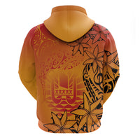 French Polynesia Manta Ray Tattoo Hoodie Tahiti Hahalua Tiare Maori Gradient Style