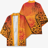 French Polynesia Manta Ray Tattoo Kimono Tahiti Hahalua Tiare Maori Gradient Style