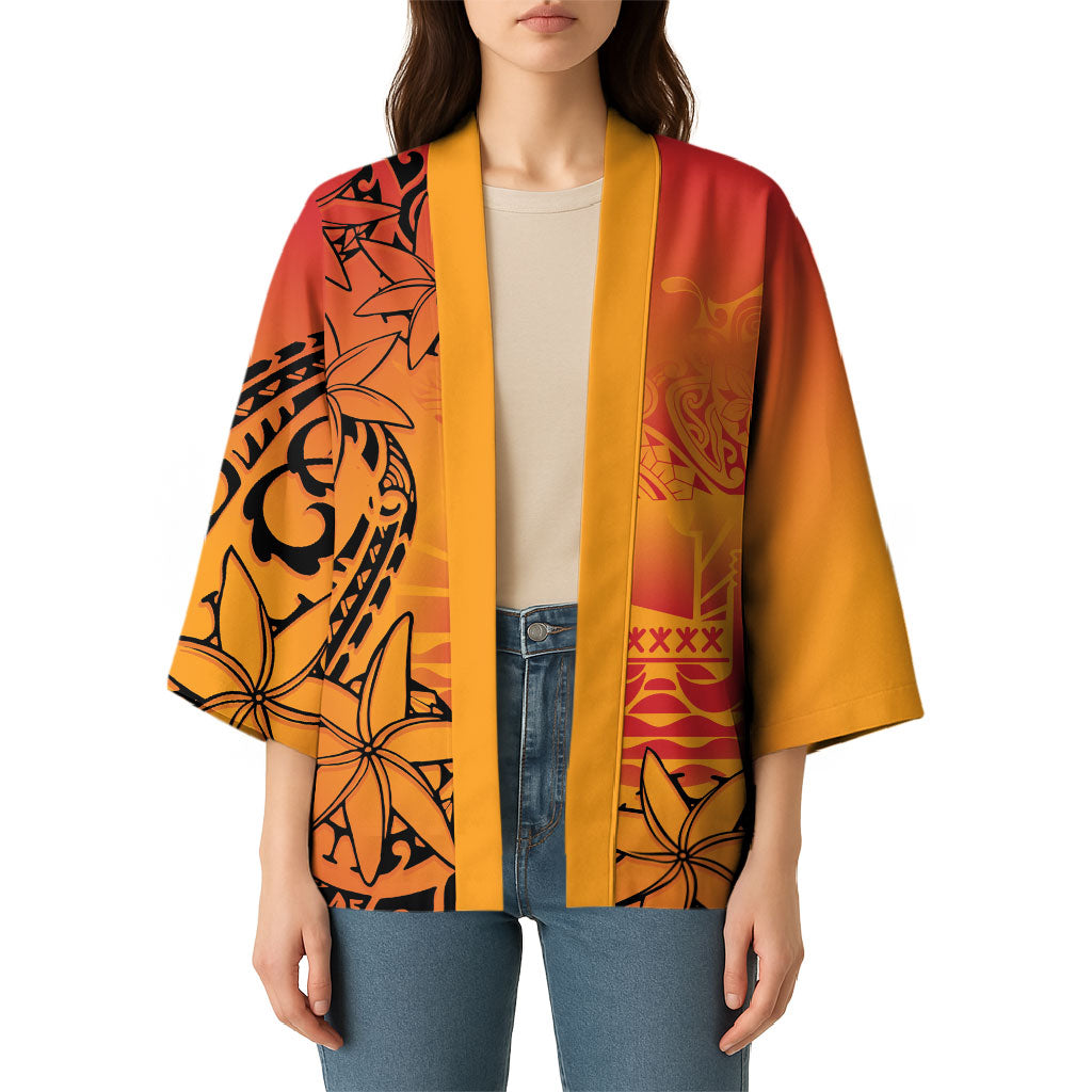French Polynesia Manta Ray Tattoo Kimono Tahiti Hahalua Tiare Maori Gradient Style