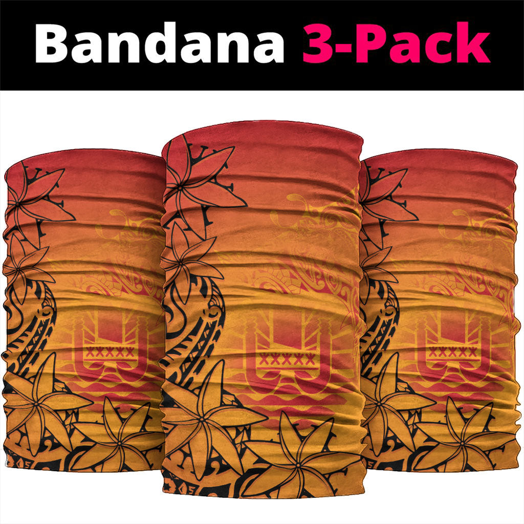 French Polynesia Manta Ray Tattoo Neck Gaiter Tahiti Hahalua Tiare Maori Gradient Style