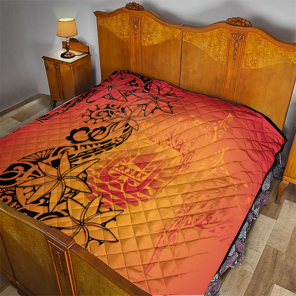 French Polynesia Manta Ray Tattoo Quilt Tahiti Hahalua Tiare Maori Gradient Style