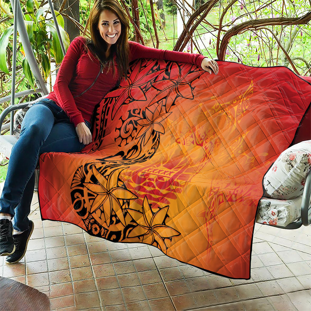 French Polynesia Manta Ray Tattoo Quilt Tahiti Hahalua Tiare Maori Gradient Style