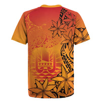 French Polynesia Manta Ray Tattoo Rugby Jersey Tahiti Hahalua Tiare Maori Gradient Style