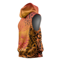French Polynesia Manta Ray Tattoo Sleeveless Hoodie Tahiti Hahalua Tiare Maori Gradient Style