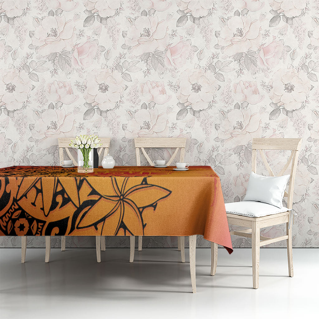 French Polynesia Manta Ray Tattoo Tablecloth Tahiti Hahalua Tiare Maori Gradient Style