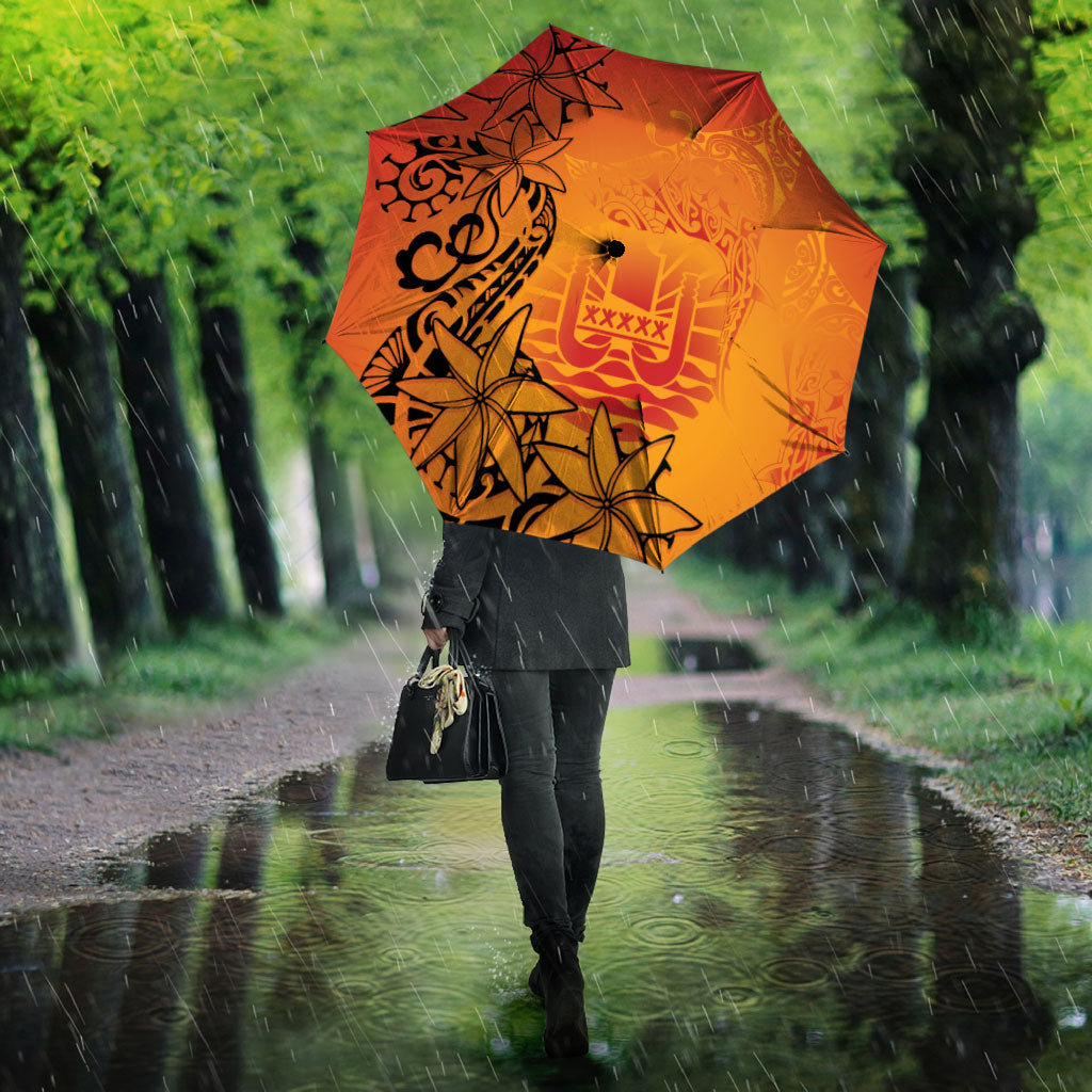 French Polynesia Manta Ray Tattoo Umbrella Tahiti Hahalua Tiare Maori Gradient Style