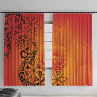 French Polynesia Manta Ray Tattoo Window Curtain Tahiti Hahalua Tiare Maori Gradient Style