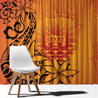 French Polynesia Manta Ray Tattoo Window Curtain Tahiti Hahalua Tiare Maori Gradient Style