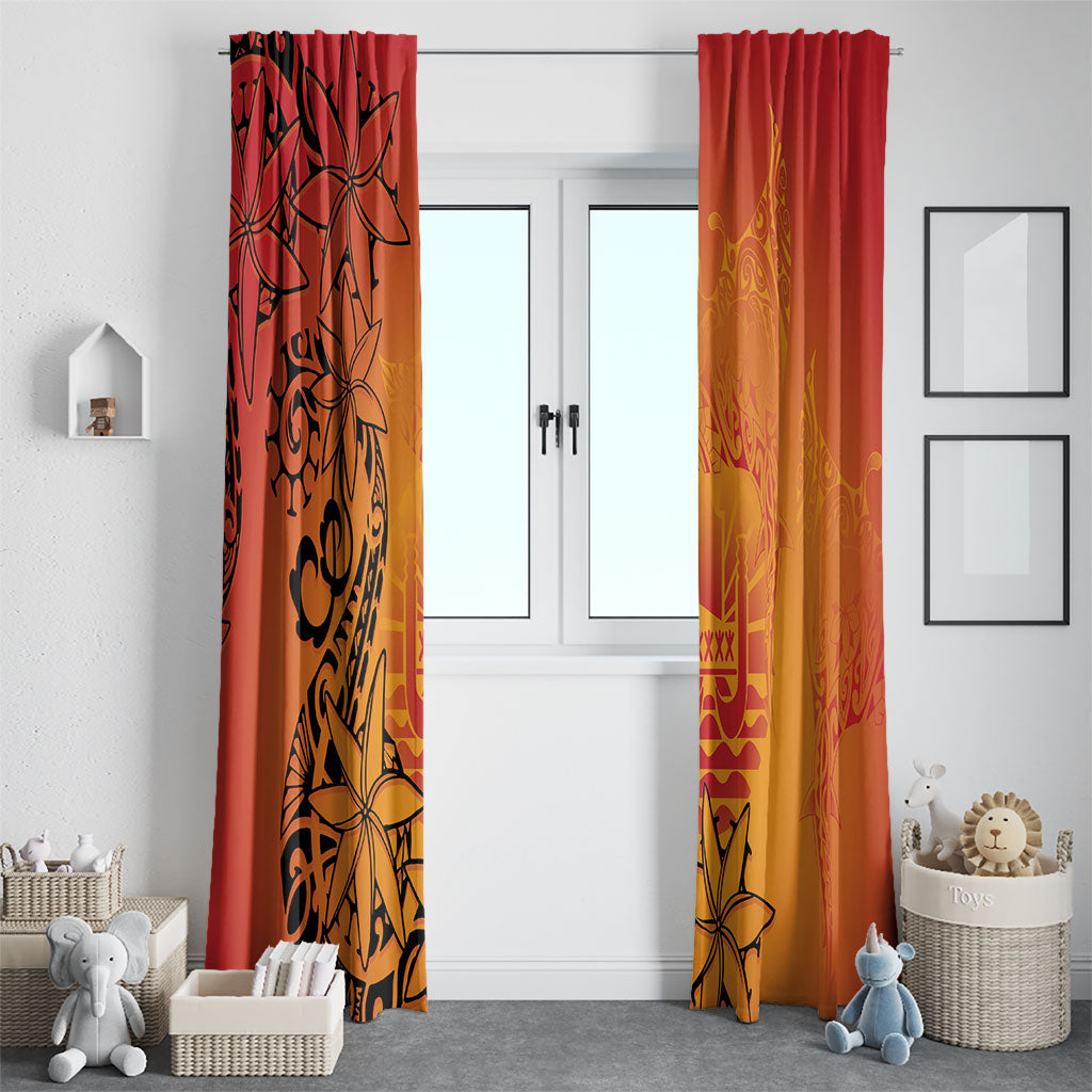 French Polynesia Manta Ray Tattoo Window Curtain Tahiti Hahalua Tiare Maori Gradient Style