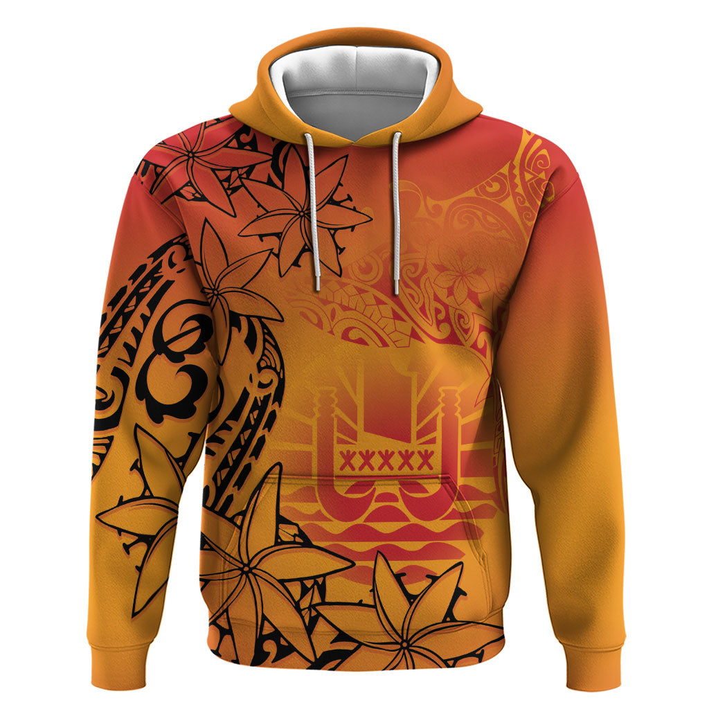 French Polynesia Manta Ray Tattoo Zip Hoodie Tahiti Hahalua Tiare Maori Gradient Style