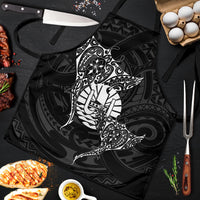 French Polynesia Manta Ray Tattoo Apron Tahiti Hahalua Turtle Shark Black Color