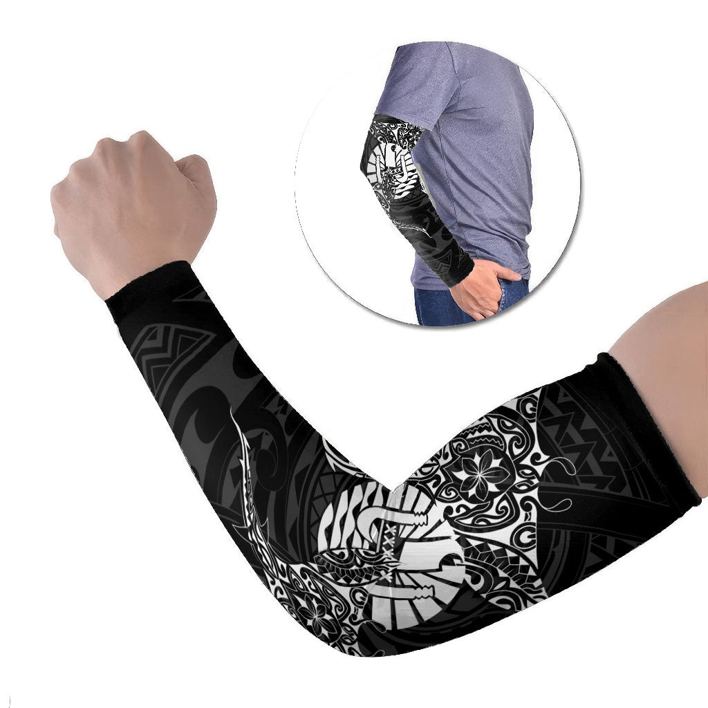 French Polynesia Manta Ray Tattoo Arm Sleeves Tahiti Hahalua Turtle Shark Black Color