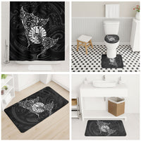 French Polynesia Manta Ray Tattoo Bathroom Set Tahiti Hahalua Turtle Shark Black Color