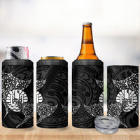French Polynesia Manta Ray Tattoo 4 in 1 Can Cooler Tumbler Tahiti Hahalua Turtle Shark Black Color