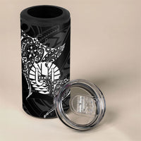 French Polynesia Manta Ray Tattoo 4 in 1 Can Cooler Tumbler Tahiti Hahalua Turtle Shark Black Color