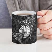 French Polynesia Manta Ray Tattoo Ceramic Mug Tahiti Hahalua Turtle Shark Black Color