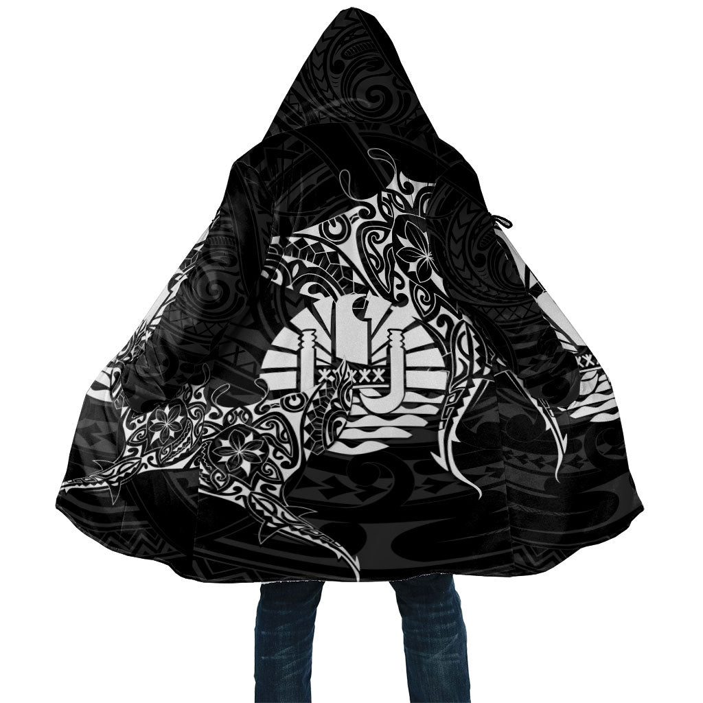 French Polynesia Manta Ray Tattoo Cloak Tahiti Hahalua Turtle Shark Black Color