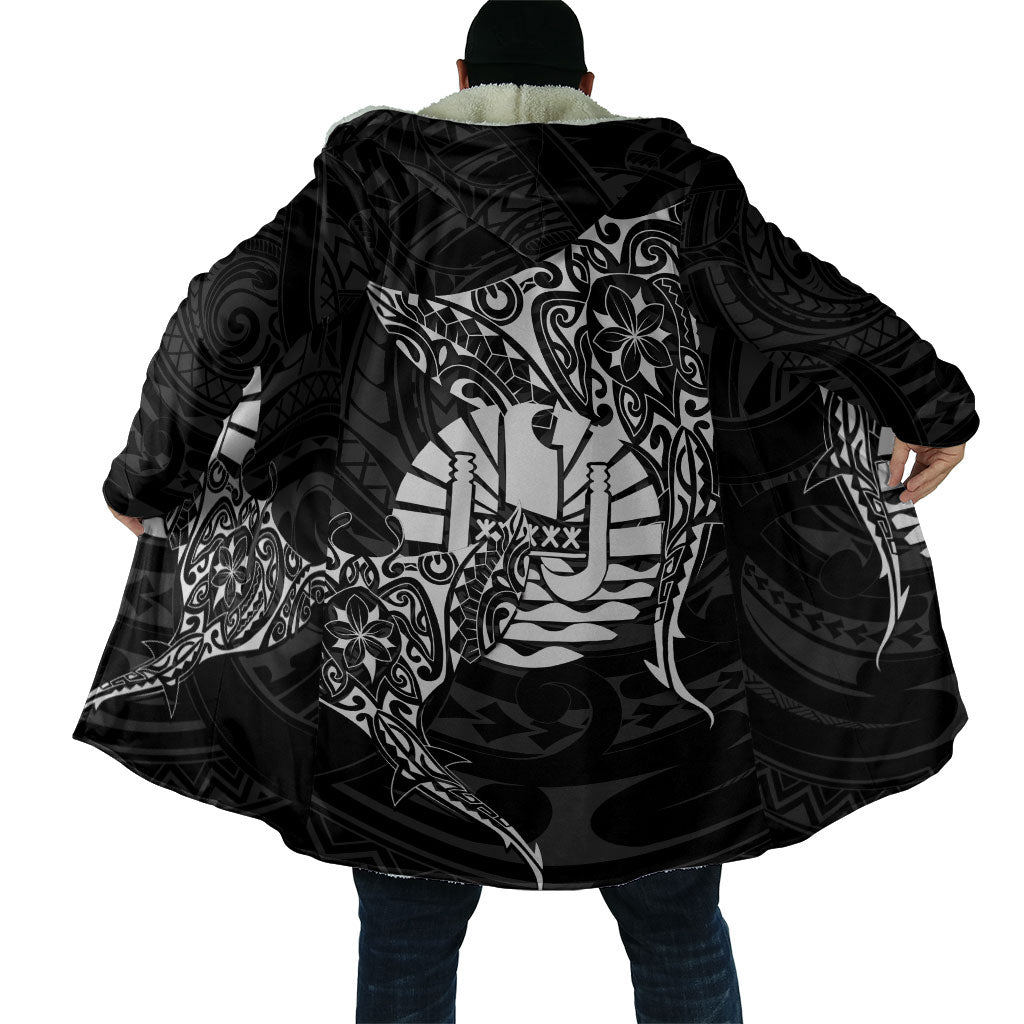 French Polynesia Manta Ray Tattoo Cloak Tahiti Hahalua Turtle Shark Black Color