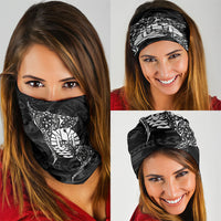 French Polynesia Manta Ray Tattoo Neck Gaiter Tahiti Hahalua Turtle Shark Black Color
