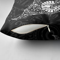 French Polynesia Manta Ray Tattoo Pillow Cover Tahiti Hahalua Turtle Shark Black Color
