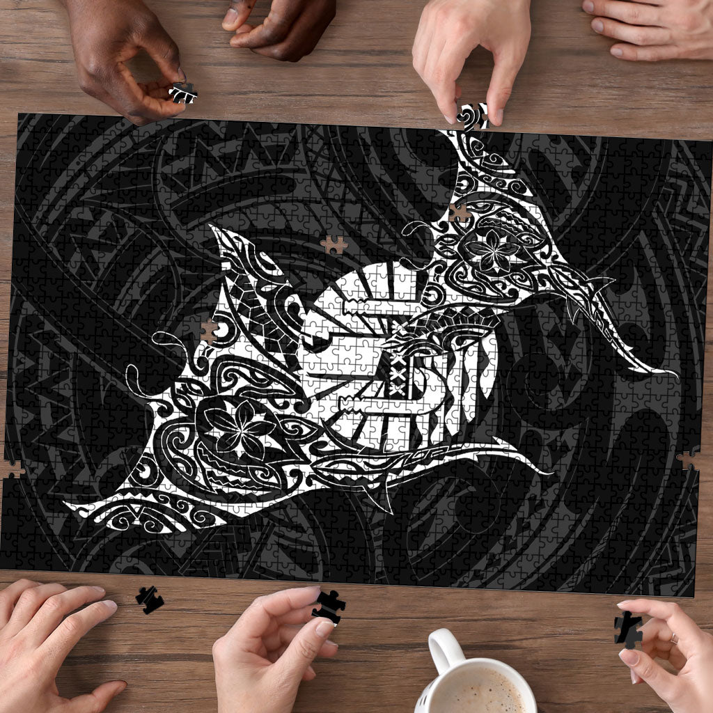 French Polynesia Manta Ray Tattoo Puzzle Tahiti Hahalua Turtle Shark Black Color