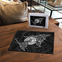 French Polynesia Manta Ray Tattoo Puzzle Tahiti Hahalua Turtle Shark Black Color