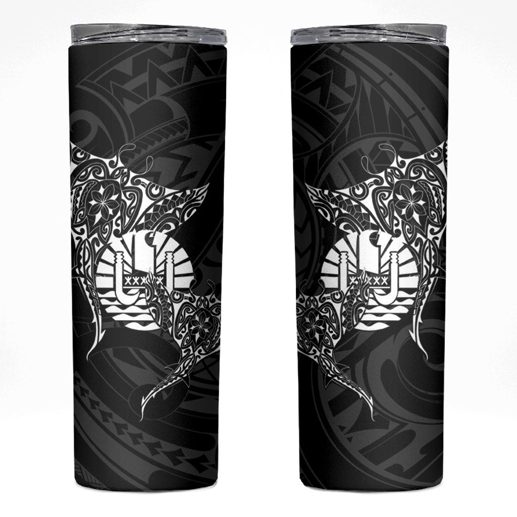 French Polynesia Manta Ray Tattoo Skinny Tumbler Tahiti Hahalua Turtle Shark Black Color