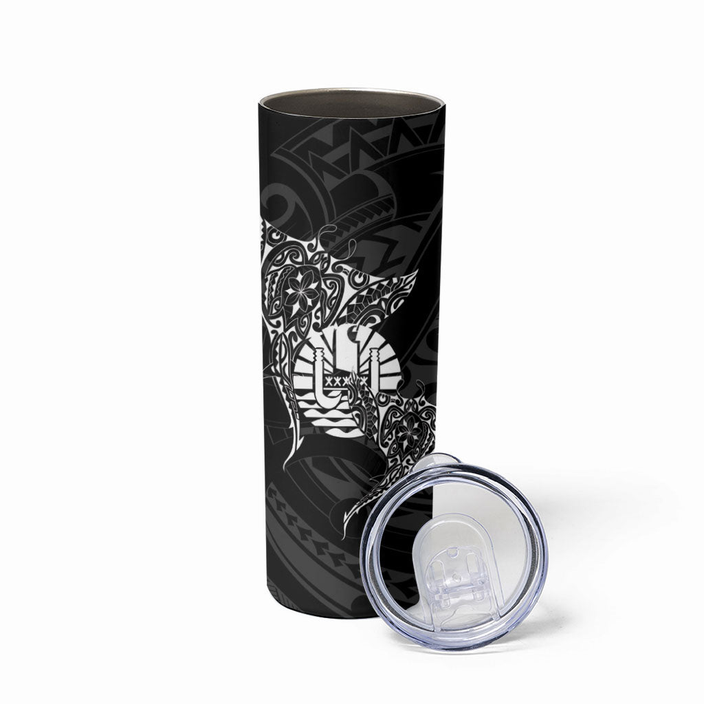 French Polynesia Manta Ray Tattoo Skinny Tumbler Tahiti Hahalua Turtle Shark Black Color LT14 - Polynesian Pride
