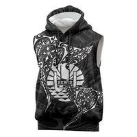 French Polynesia Manta Ray Tattoo Sleeveless Hoodie Tahiti Hahalua Turtle Shark Black Color LT14 Black - Polynesian Pride
