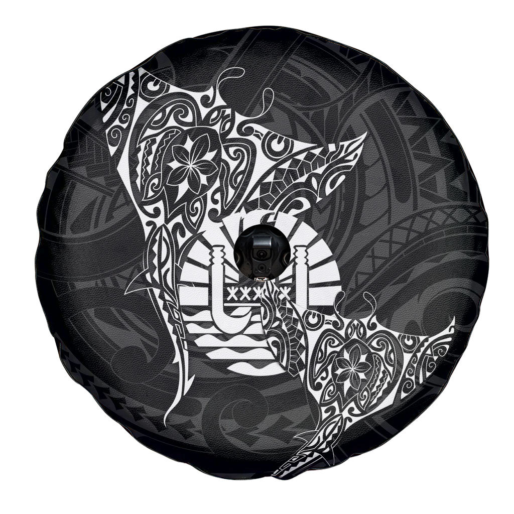French Polynesia Manta Ray Tattoo Spare Tire Cover Tahiti Hahalua Turtle Shark Black Color