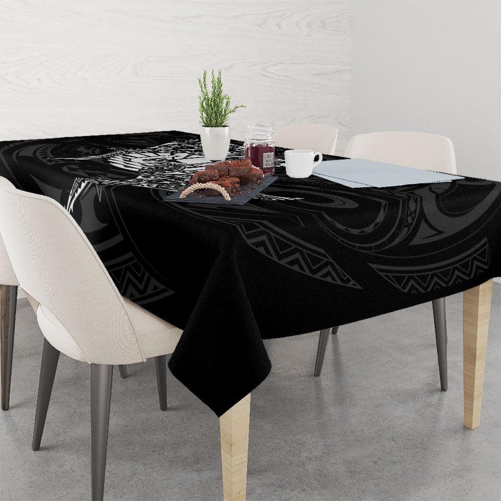 French Polynesia Manta Ray Tattoo Tablecloth Tahiti Hahalua Turtle Shark Black Color