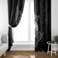 French Polynesia Manta Ray Tattoo Window Curtain Tahiti Hahalua Turtle Shark Black Color