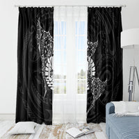 French Polynesia Manta Ray Tattoo Window Curtain Tahiti Hahalua Turtle Shark Black Color