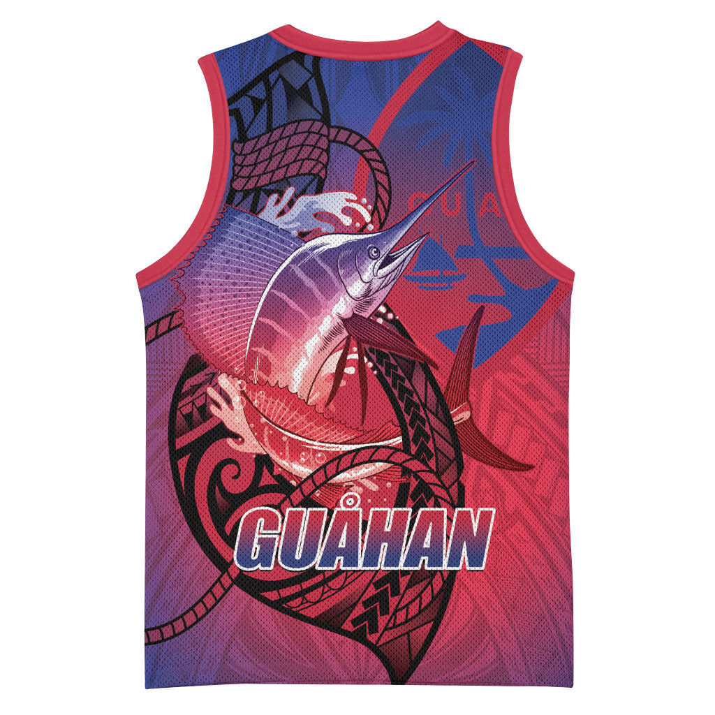 Guam Blue Marlin Fishing Basketball Jersey Guahan Fish Hook Tattoo