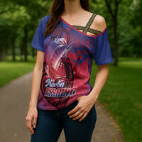 Guam Blue Marlin Fishing Cross Shoulder Shirt Guahan Fish Hook Tattoo
