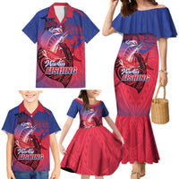 Guam Blue Marlin Fishing Family Matching Mermaid Dress and Hawaiian Shirt Guahan Fish Hook Tattoo LT14 - Polynesian Pride