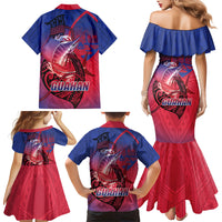 Guam Blue Marlin Fishing Family Matching Mermaid Dress and Hawaiian Shirt Guahan Fish Hook Tattoo LT14 - Polynesian Pride