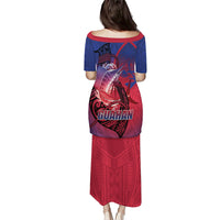 Guam Blue Marlin Fishing Family Matching Puletasi and Hawaiian Shirt Guahan Fish Hook Tattoo LT14 - Polynesian Pride