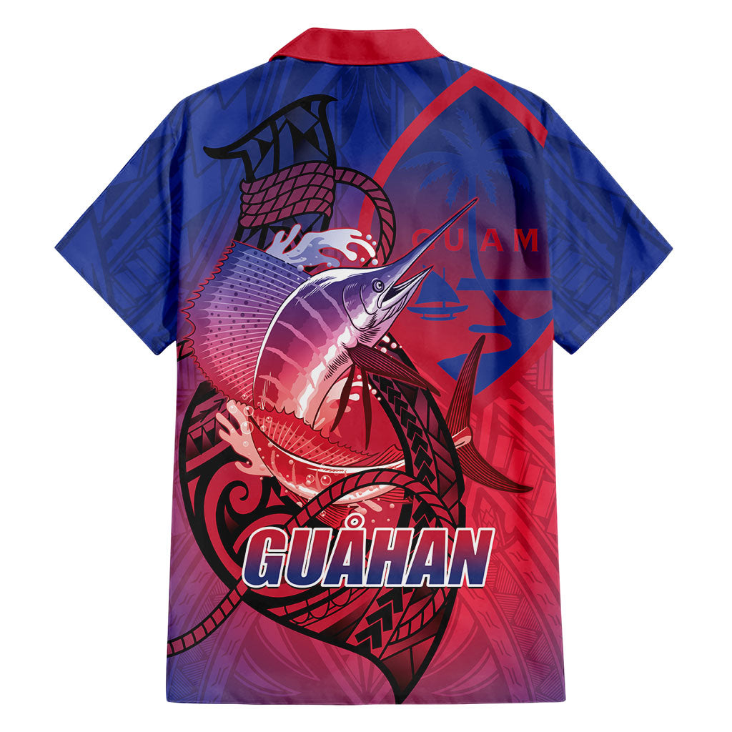 Guam Blue Marlin Fishing Family Matching Tank Maxi Dress and Hawaiian Shirt Guahan Fish Hook Tattoo LT14 - Polynesian Pride