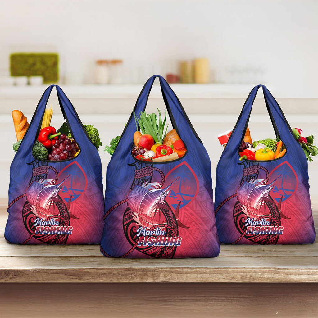 Guam Blue Marlin Fishing Grocery Bag Guahan Fish Hook Tattoo