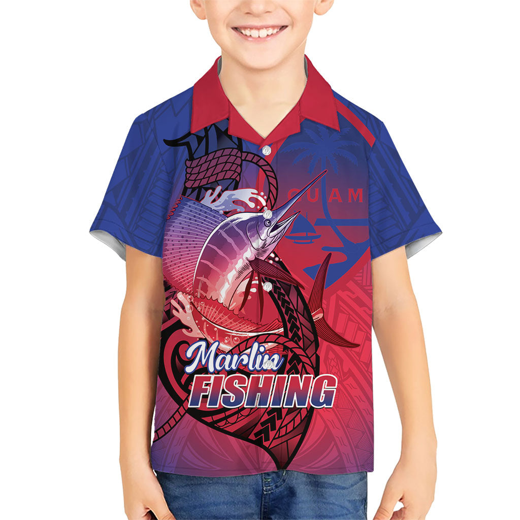 Guam Blue Marlin Fishing Hawaiian Shirt Guahan Fish Hook Tattoo