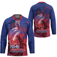Guam Blue Marlin Fishing Hockey Jersey Guahan Fish Hook Tattoo