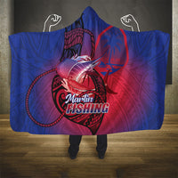 Guam Blue Marlin Fishing Hooded Blanket Guahan Fish Hook Tattoo