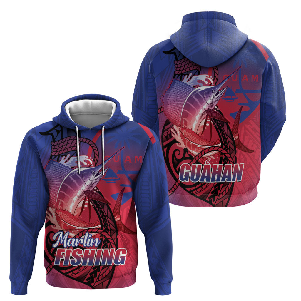Guam Blue Marlin Fishing Hoodie Guahan Fish Hook Tattoo