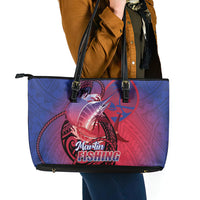 Guam Blue Marlin Fishing Leather Tote Bag Guahan Fish Hook Tattoo