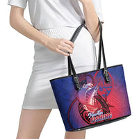 Guam Blue Marlin Fishing Leather Tote Bag Guahan Fish Hook Tattoo
