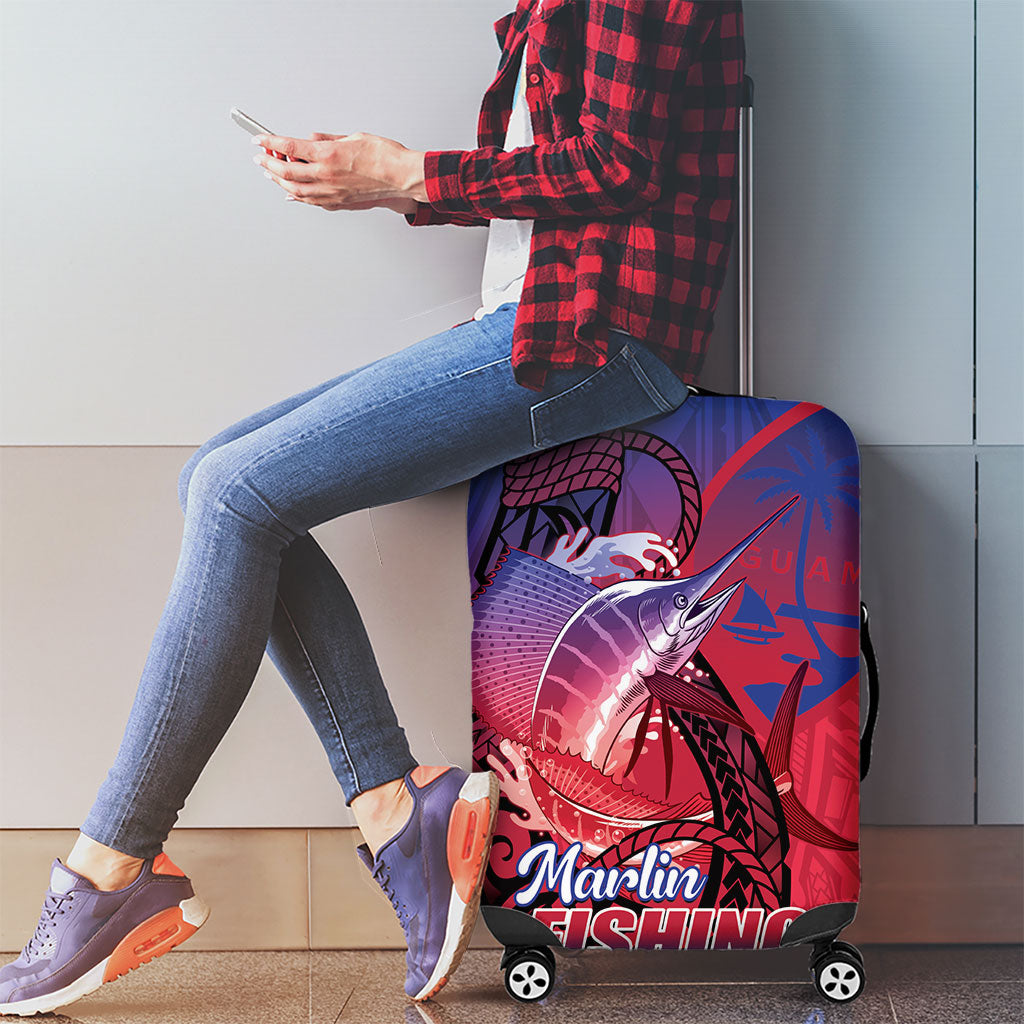 Guam Blue Marlin Fishing Luggage Cover Guahan Fish Hook Tattoo
