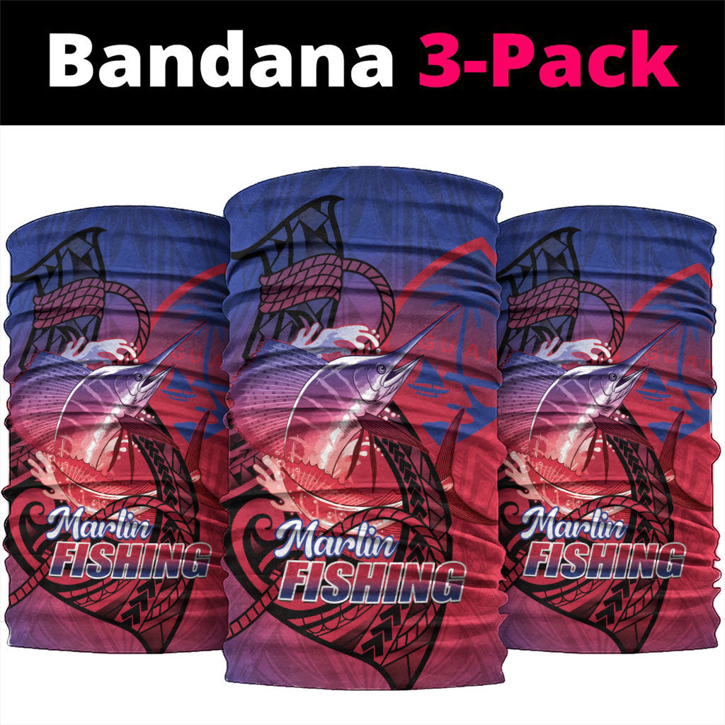 Guam Blue Marlin Fishing Neck Gaiter Guahan Fish Hook Tattoo