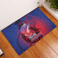 Guam Blue Marlin Fishing Rubber Doormat Guahan Fish Hook Tattoo
